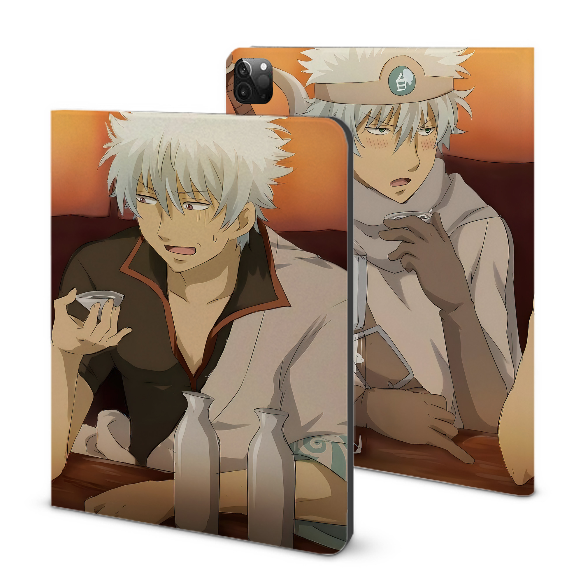 （画像用） ぎんたま 坂田銀時（さかたぎんとき） 神楽 志村新八（しむら しんぱち） GINTAMA Sakata Gintoki Kagura Shimura Shinpachi IPadケース ペンホルダー付き ブックスタイルデザイン